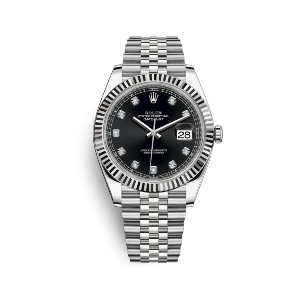 Rolex Datejust 126334-0012 Mặt Số Đen Cọc Số Kim Cương 41mm