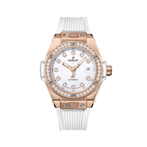 Hublot Big Bang One Click King Gold White Pave Cọc Số Kim Cương 33mm 485.OE.2210.RW.1204