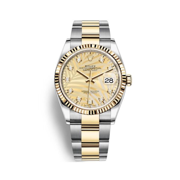Rolex Datejust 126233-0044 Mặt Số Lá Cọ Nhiệt Đới Cọc Số Kim Cương 36mm
