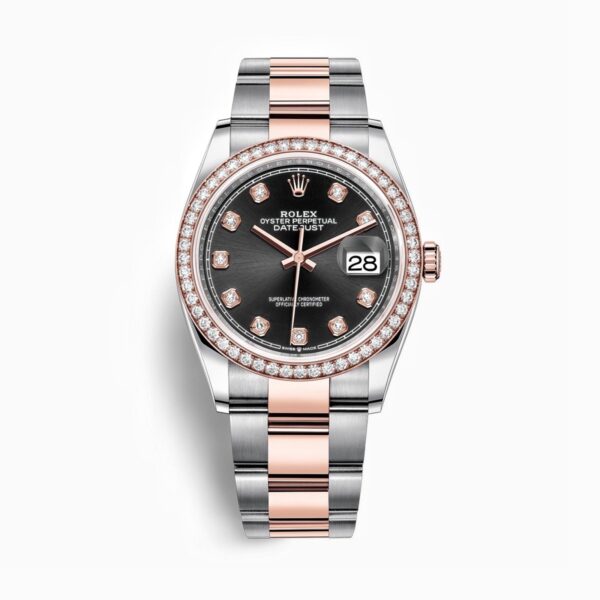 Rolex Datejust 126281RBR-0008 Mặt Số Đen Cọc Số Kim Cương 36mm