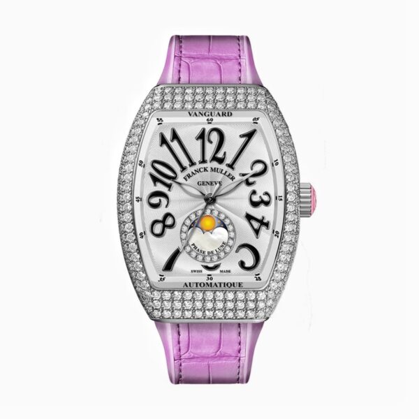 Franck Muller Vanguard Lady V32 Moonphase Pave Steel